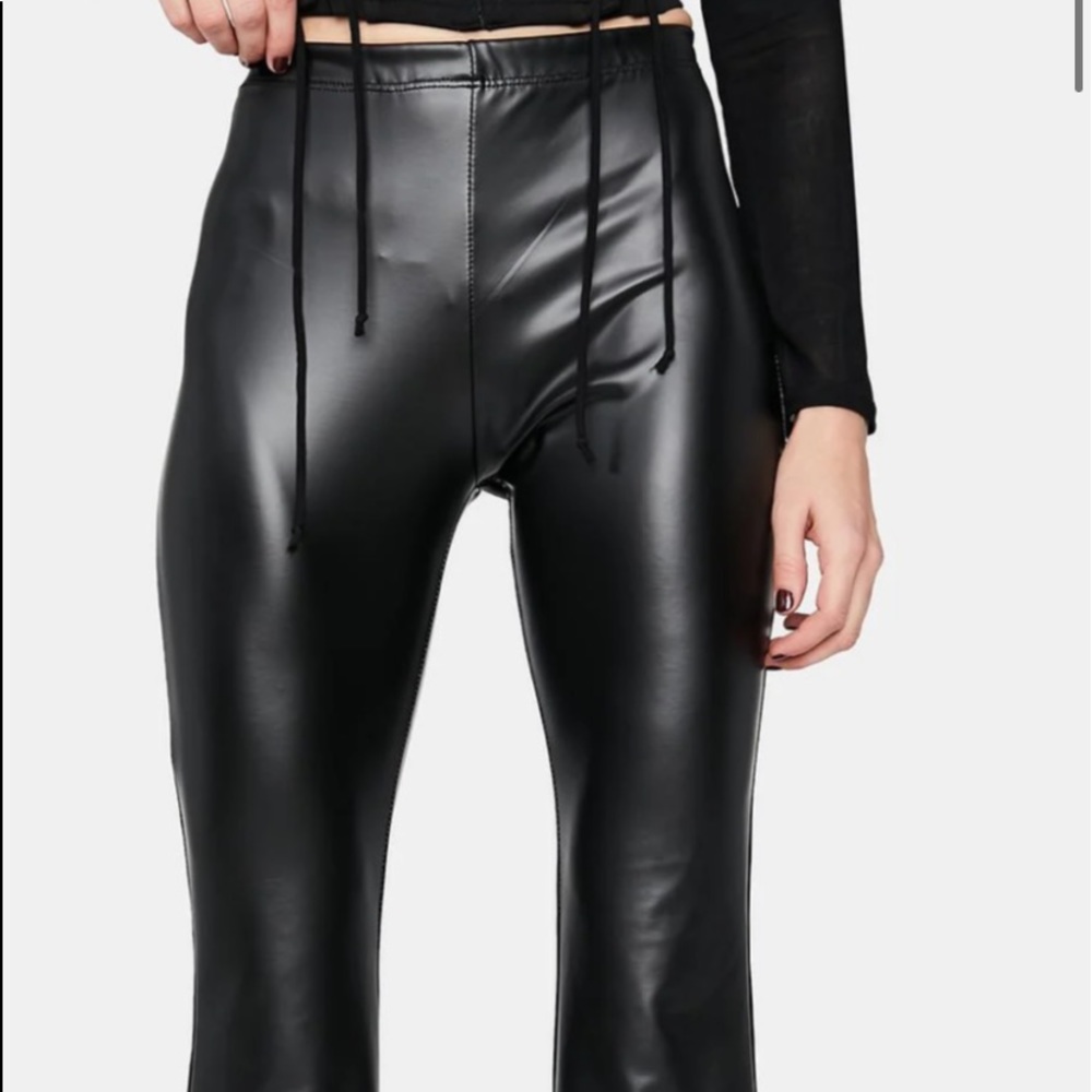HOLD UP FAUX LEATHER FLARE PANTS